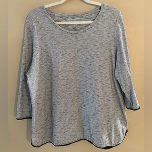Talbots 2X Black and Gray Heathered 3/4 Sleeve Top, EUC